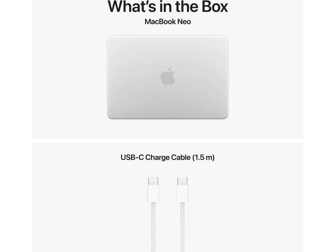 MacBook Neo APPLE Prateado (13'' - Apple A18 Pro 6-Core - RAM: 8 GB - 256 GB SSD - GPU 5-Core)