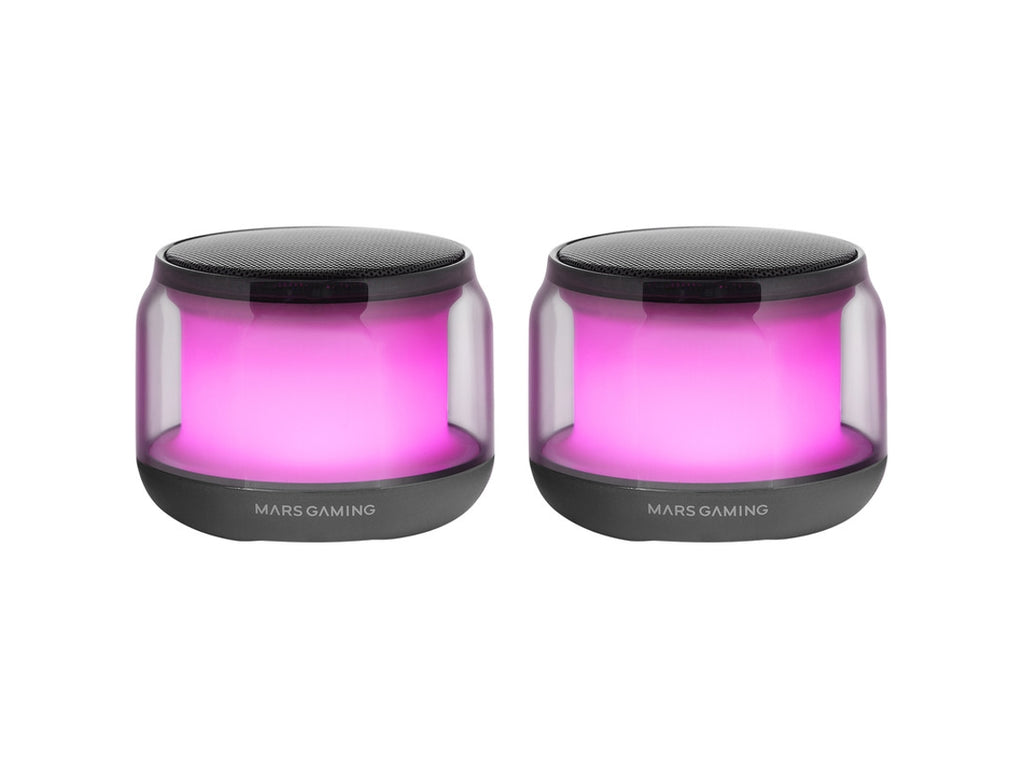 Colunas Bluetooth 5.3 MARS GAMING MS-AURA Chipset DSP 15W Iluminação RGB ClearView 360º Preto