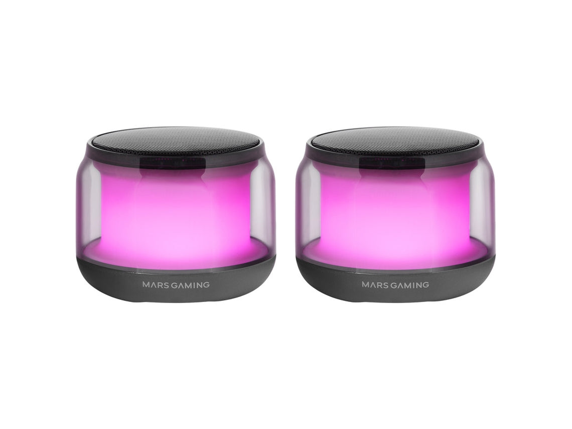 Colunas Bluetooth 5.3 MARS GAMING MS-AURA Chipset DSP 15W Iluminação RGB ClearView 360º Preto
