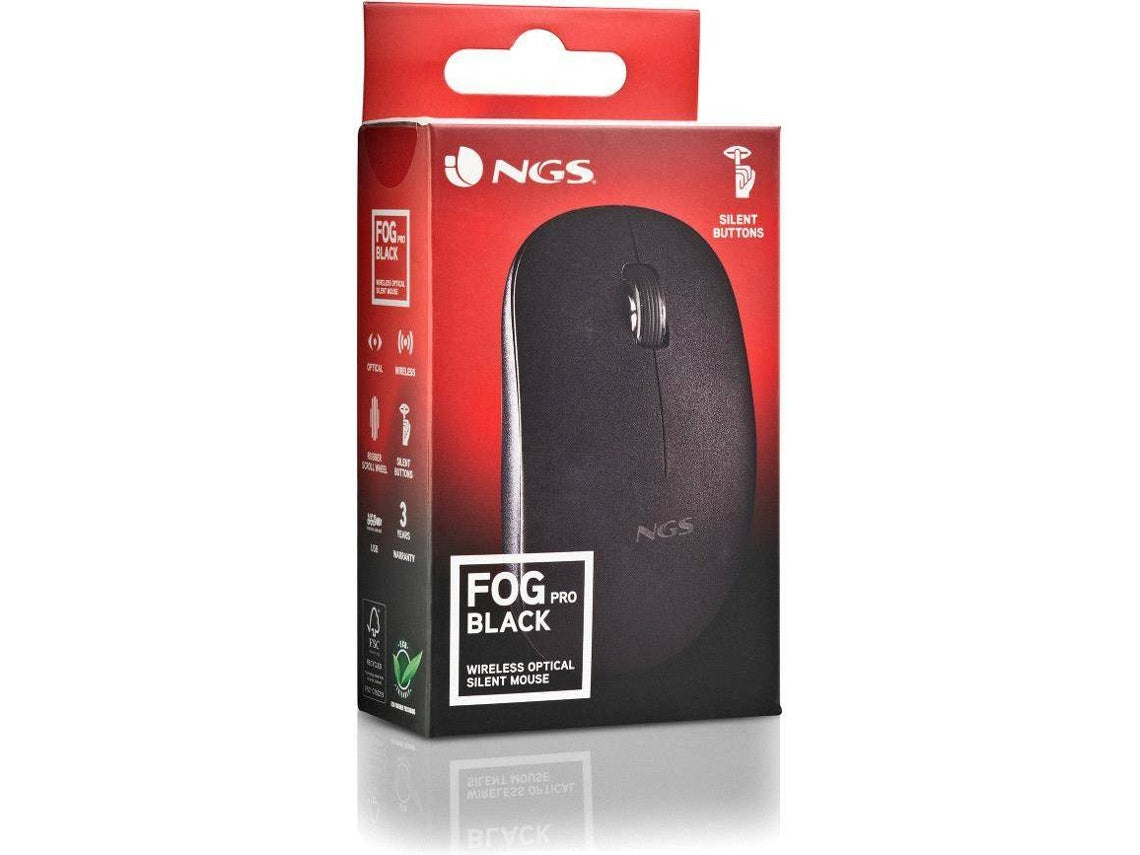 Rato Wireless NGS Silent Fog Pro (1000 Dpi - Preto)