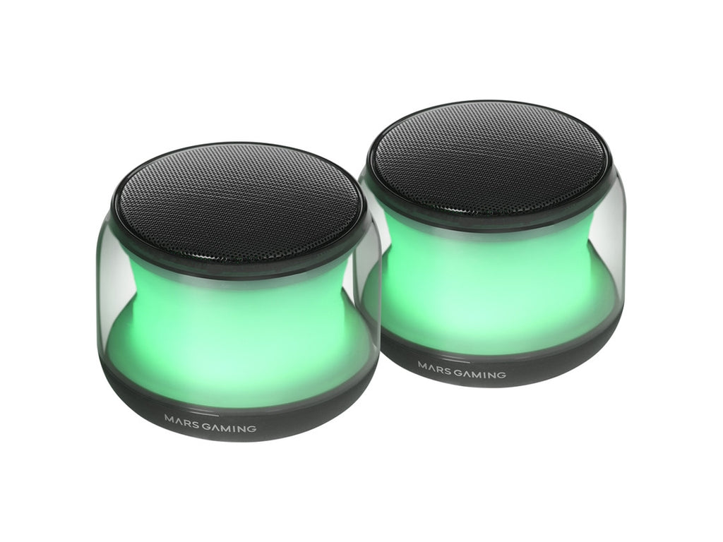 Colunas Bluetooth 5.3 MARS GAMING MS-AURA Chipset DSP 15W Iluminação RGB ClearView 360º Preto