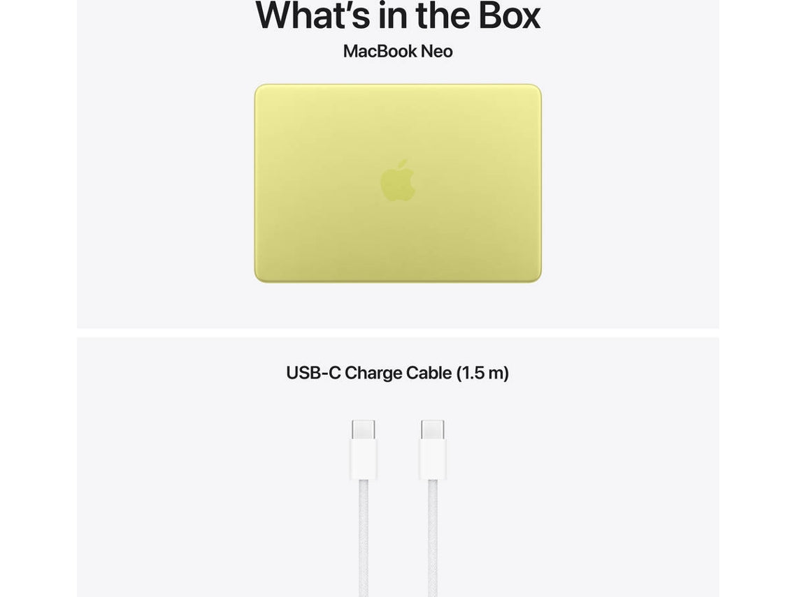 MacBook Neo APPLE Cítrico (13'' - Apple A18 Pro 6-Core - RAM: 8 GB - 512 GB SSD - GPU 5-Core)