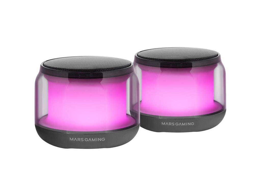 Colunas Bluetooth 5.3 MARS GAMING MS-AURA Chipset DSP 15W Iluminação RGB ClearView 360º Preto