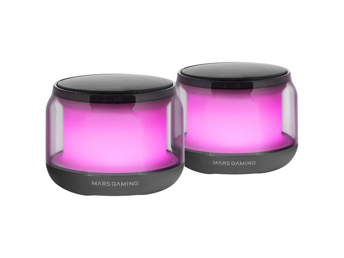 Colunas Bluetooth 5.3 MARS GAMING MS-AURA Chipset DSP 15W Iluminação RGB ClearView 360º Preto