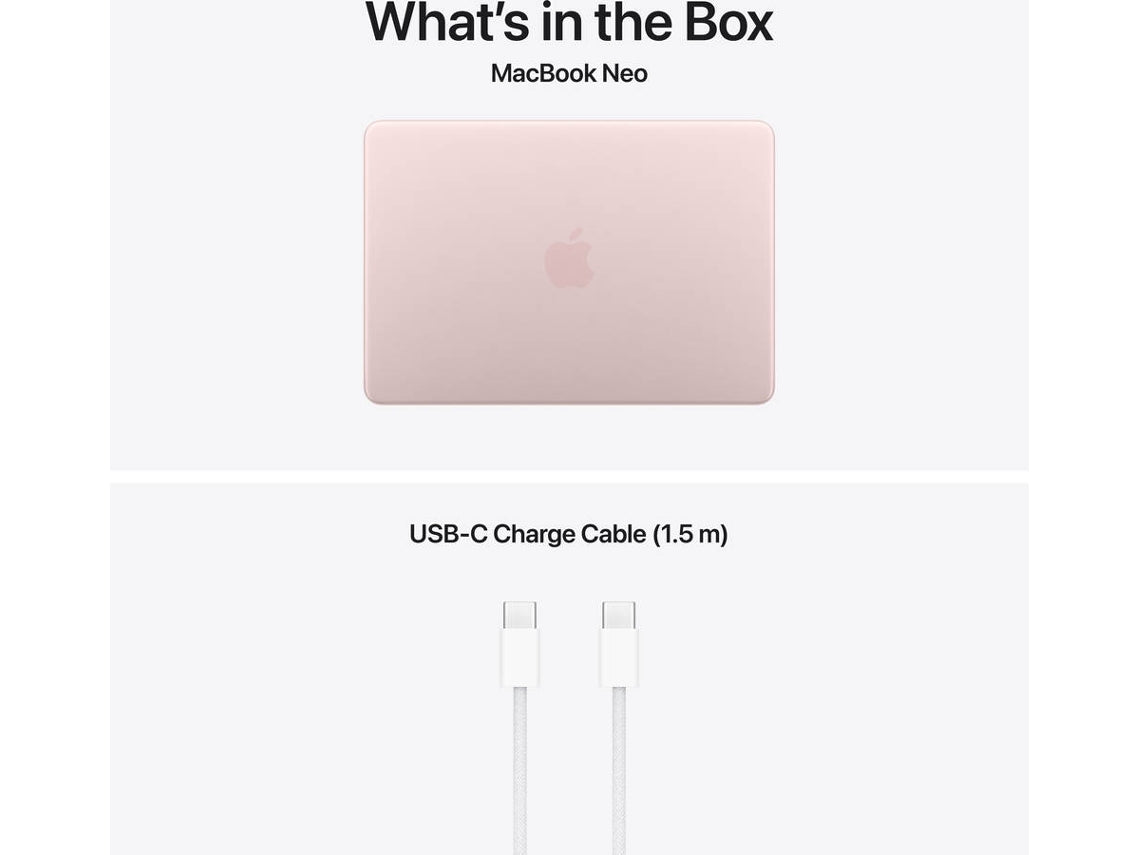 MacBook Neo APPLE Rosado (13'' - Apple A18 Pro 6-Core - RAM: 8 GB - 256 GB SSD - GPU 5-Core)