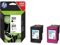 Pack 2 Tinteiros HP 301 Preto e Cores (N9J72AE)